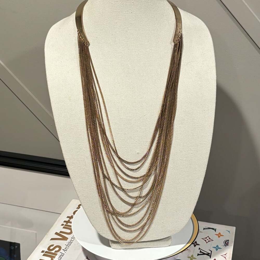 Francesca's Collections Gold Tone Graduated Strand Chain Waterfall Necklace
